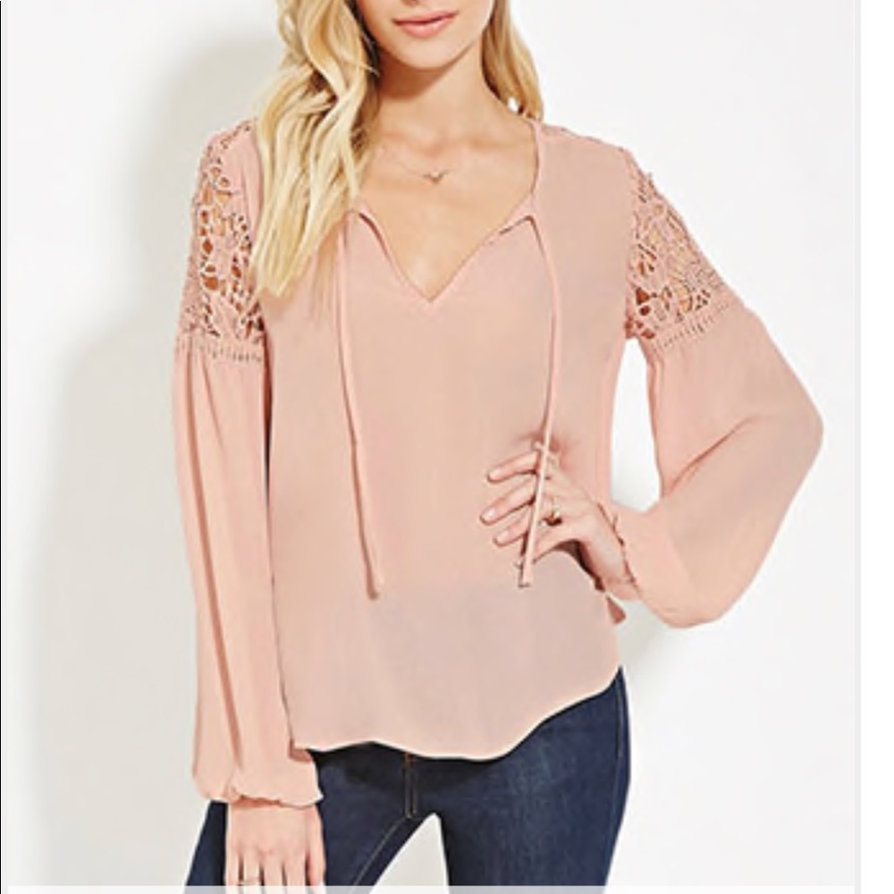 Pink Lace Detail Blouse